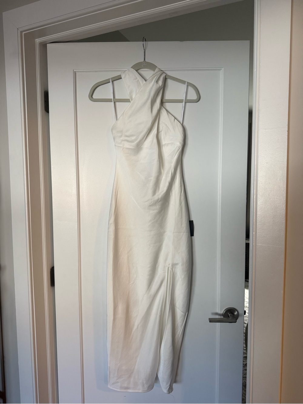 Lulus White Satin Halter Midi Dress